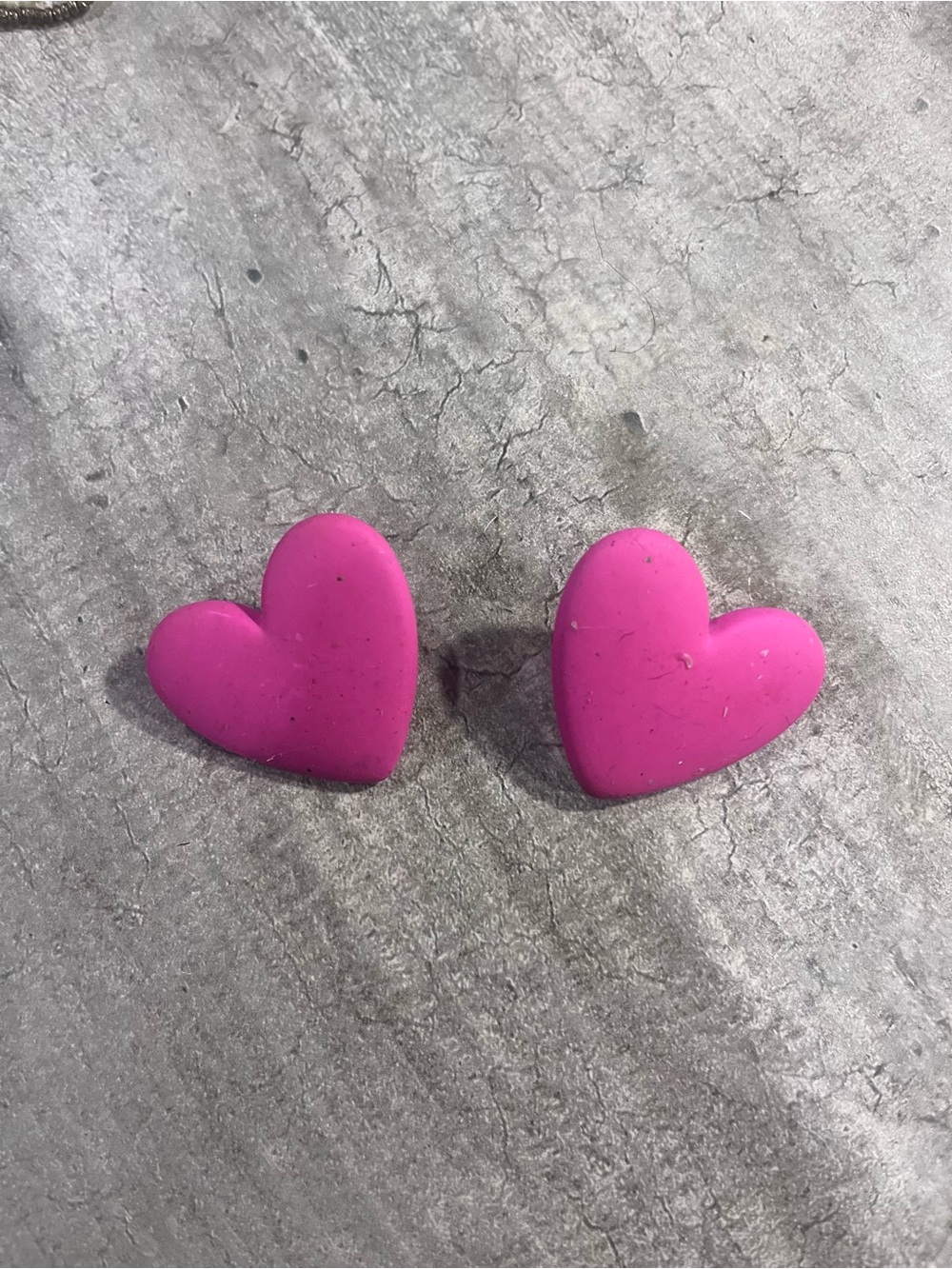 Bright Pink Heart Stud Earrings